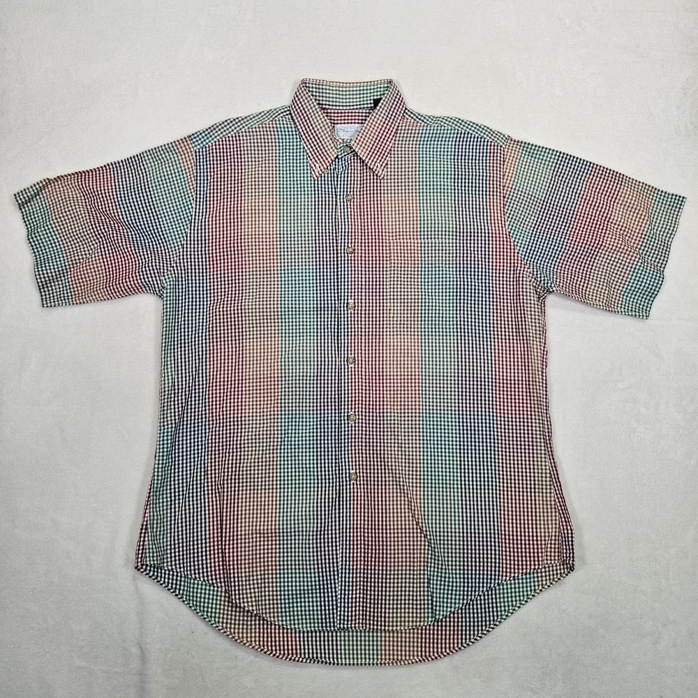 The Andover Shop Button Down S/S Cotton Shirt Multicolor Men‎ Size L Made In USA